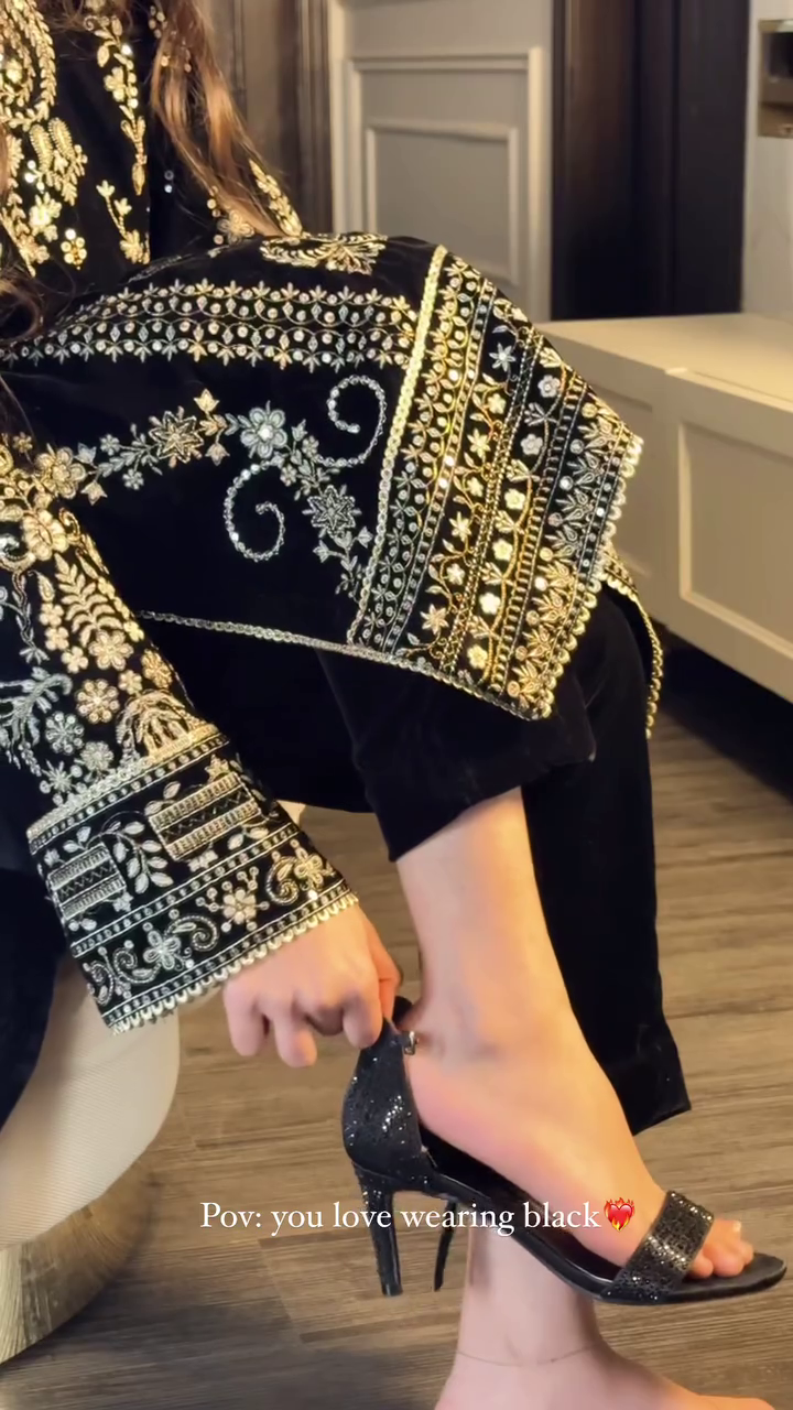 🖤✨ “Royal Noir Hand-Embroidered Luxury 3-Piece Set – Black Elegance Redefined” ✨🖤