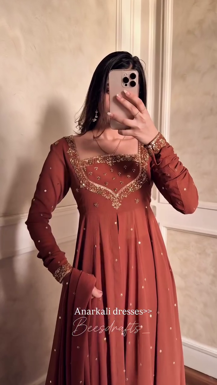 ✨👑 “Royal Rust Embellished Anarkali – Timeless Mughal Elegance Reimagined” 👑✨  (Available in multiple designs, colours & sizes XXS–XXL)
