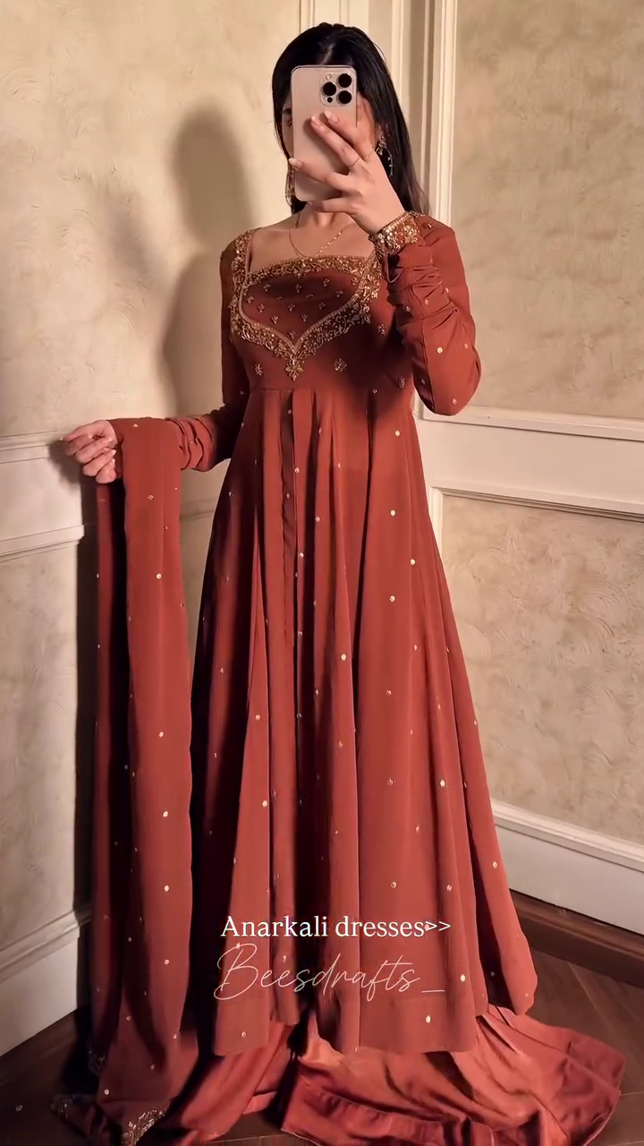 ✨👑 “Royal Rust Embellished Anarkali – Timeless Mughal Elegance Reimagined” 👑✨  (Available in multiple designs, colours & sizes XXS–XXL)