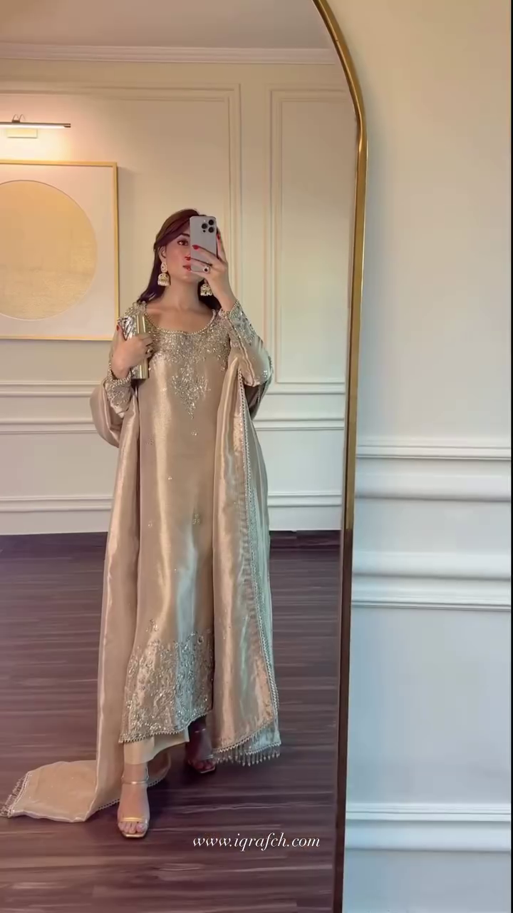 ✨🌟 “Golden Aura Luxe Embroidered Formal Suit – A Vision of Regal Glamour” 🌟✨  (Available in multiple designs, colours & sizes XXS–XXL)