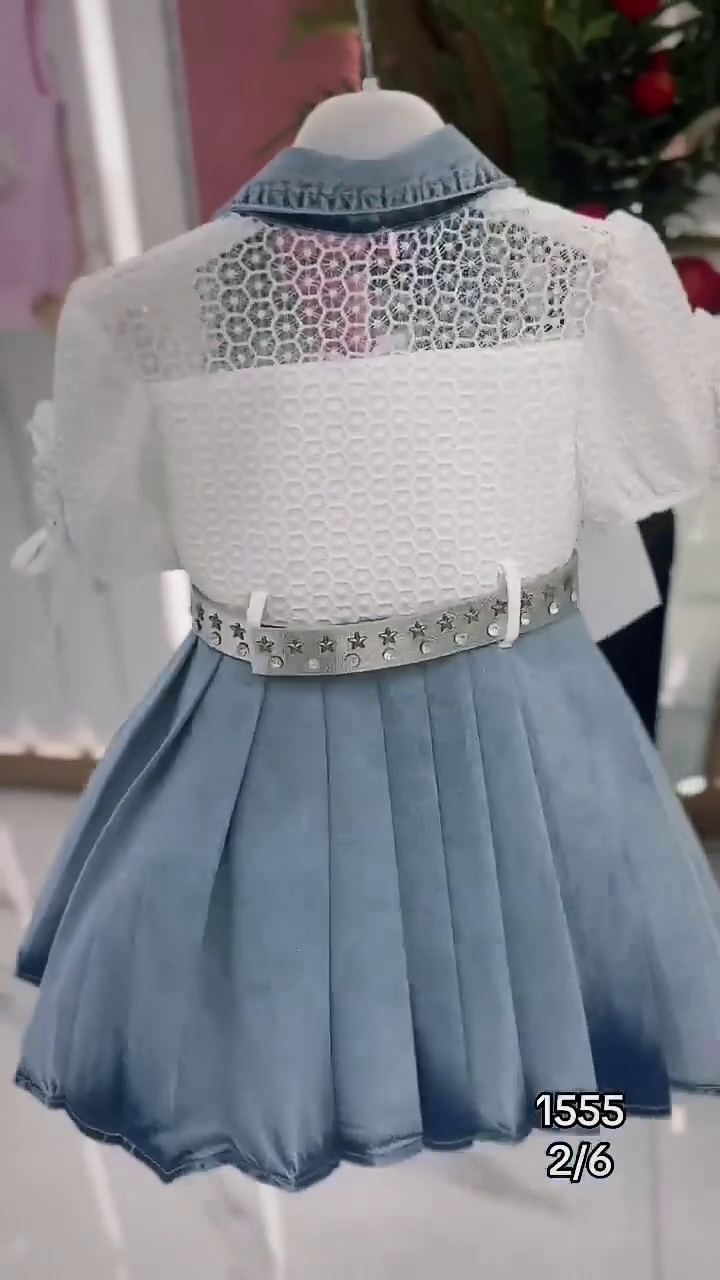 ✨🦋 “Denim Princess Butterfly Lace Frock – Stylish Kidswear Magic!”