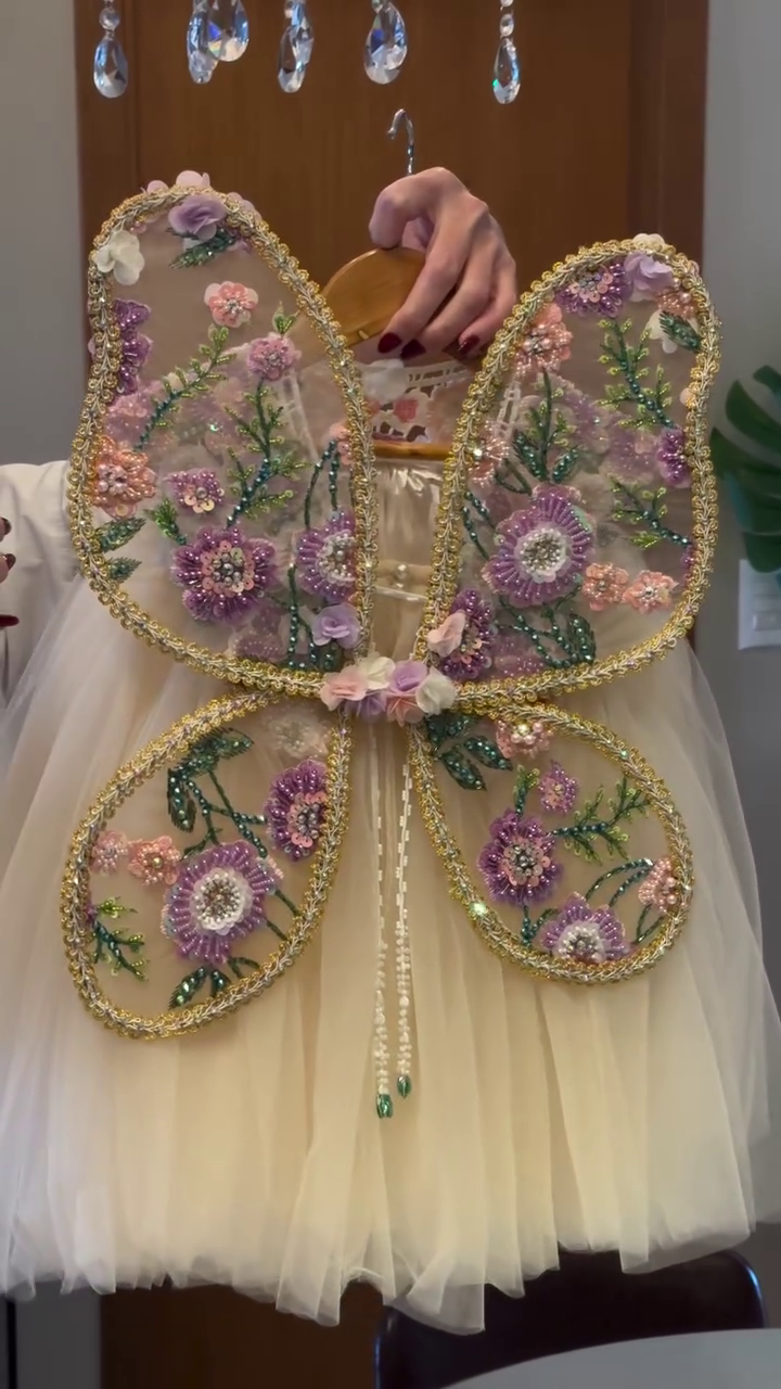 🧚‍♀️🌸 "Enchanted Butterfly Fairy Couture Dress – 3D Floral Handcrafted Luxury for Little Princesses" 🌸🧚‍♀️