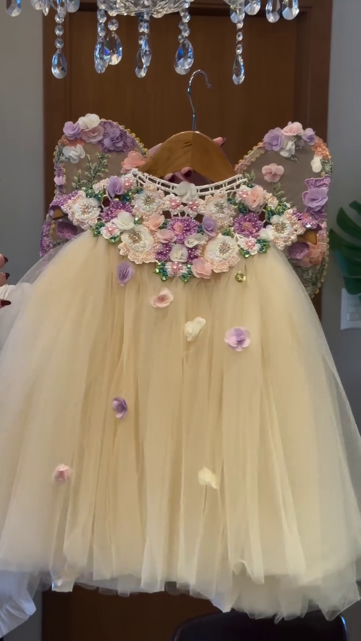 🧚‍♀️🌸 "Enchanted Butterfly Fairy Couture Dress – 3D Floral Handcrafted Luxury for Little Princesses" 🌸🧚‍♀️