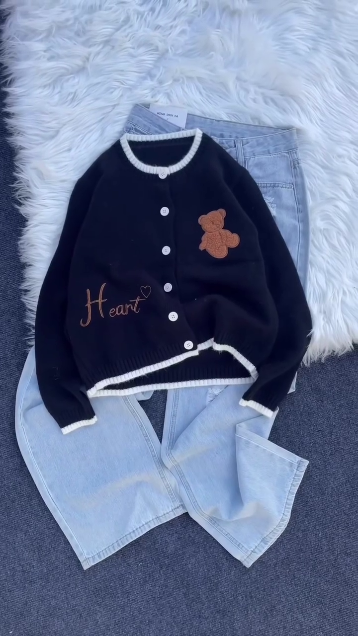 🧸✨ “Cuddle Me Teddy” Premium Knit Cardigan Collection – Soft, Cute & Cozy (XXS–XXL) ✨🧸