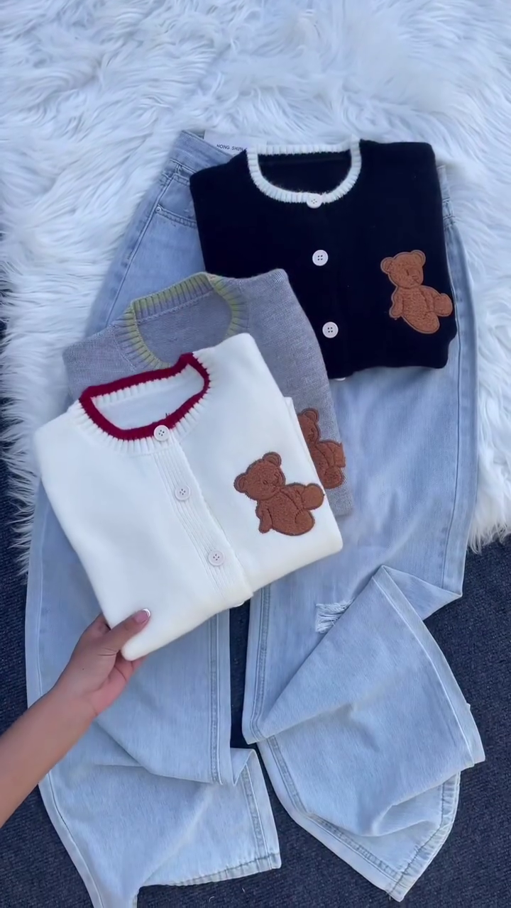 🧸✨ “Cuddle Me Teddy” Premium Knit Cardigan Collection – Soft, Cute & Cozy (XXS–XXL) ✨🧸
