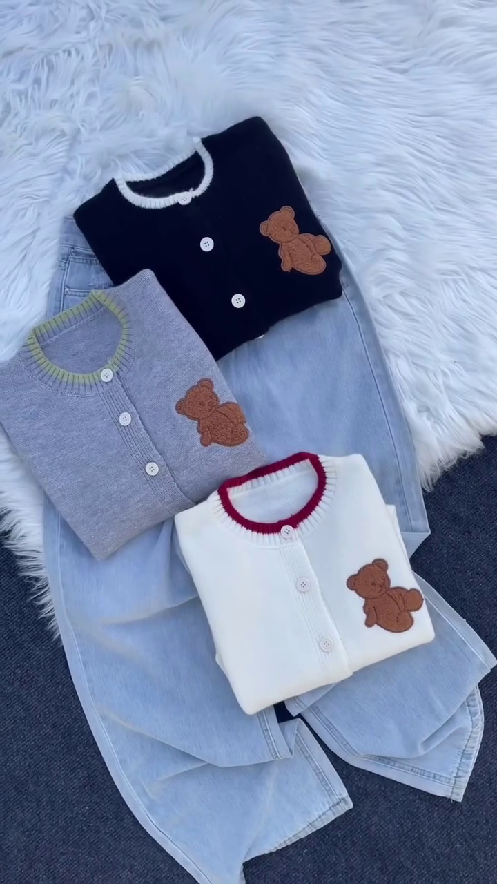 🧸✨ “Cuddle Me Teddy” Premium Knit Cardigan Collection – Soft, Cute & Cozy (XXS–XXL) ✨🧸