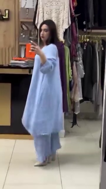 💙 “Sky Breeze Asymmetric Kurta & Palazzo Set – Premium Cotton Comfort (XXS–XXL)” 💙