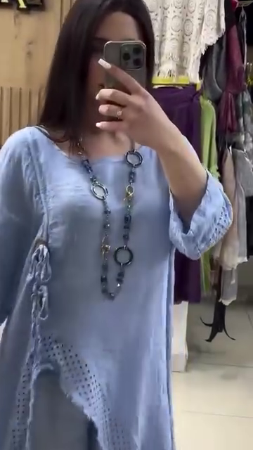 💙 “Sky Breeze Asymmetric Kurta & Palazzo Set – Premium Cotton Comfort (XXS–XXL)” 💙