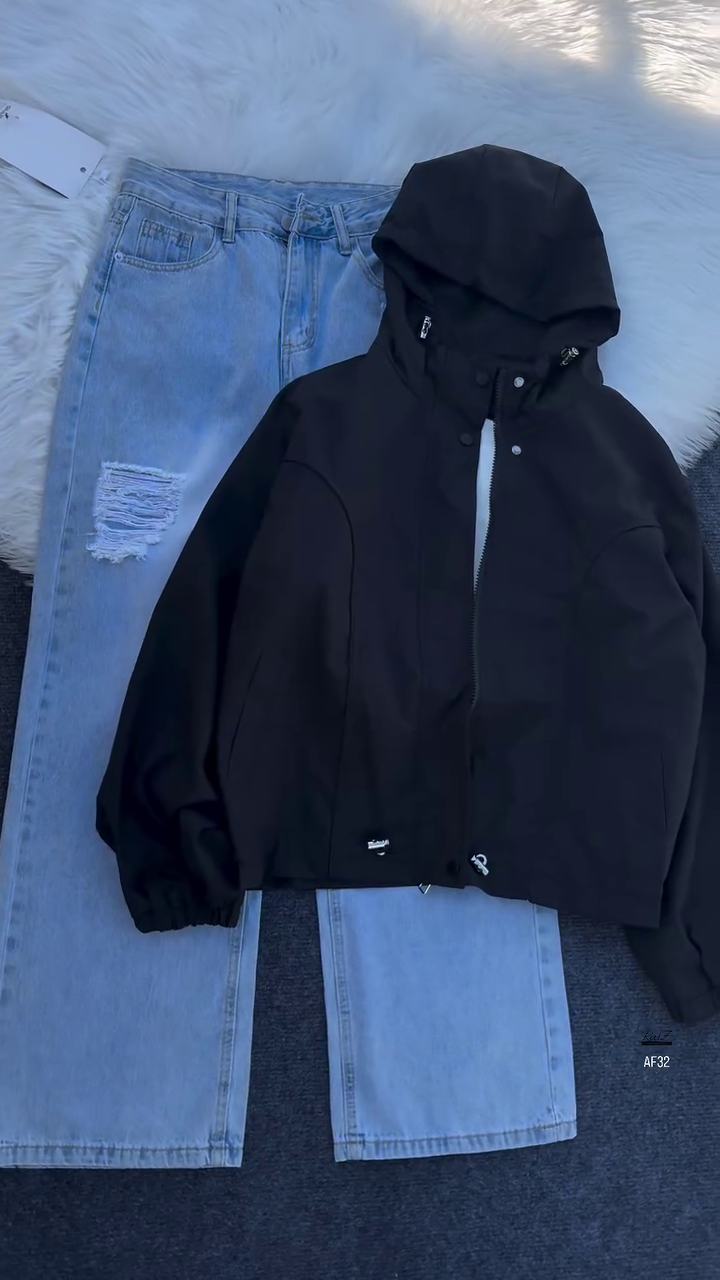 🧥✨ “Urban Breeze Hooded Jacket & Denim Co-ord – Casual Streetwear Essential (XXS–XXL)” ✨🧥