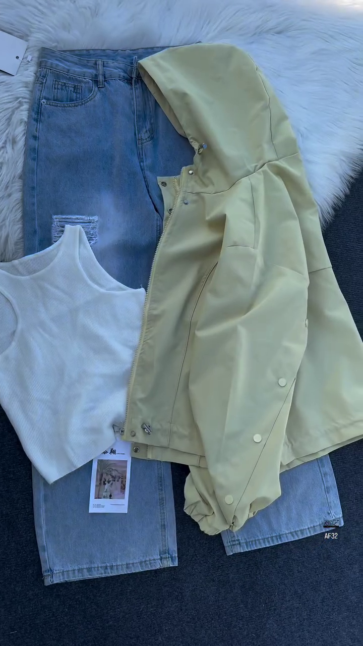 🧥✨ “Urban Breeze Hooded Jacket & Denim Co-ord – Casual Streetwear Essential (XXS–XXL)” ✨🧥