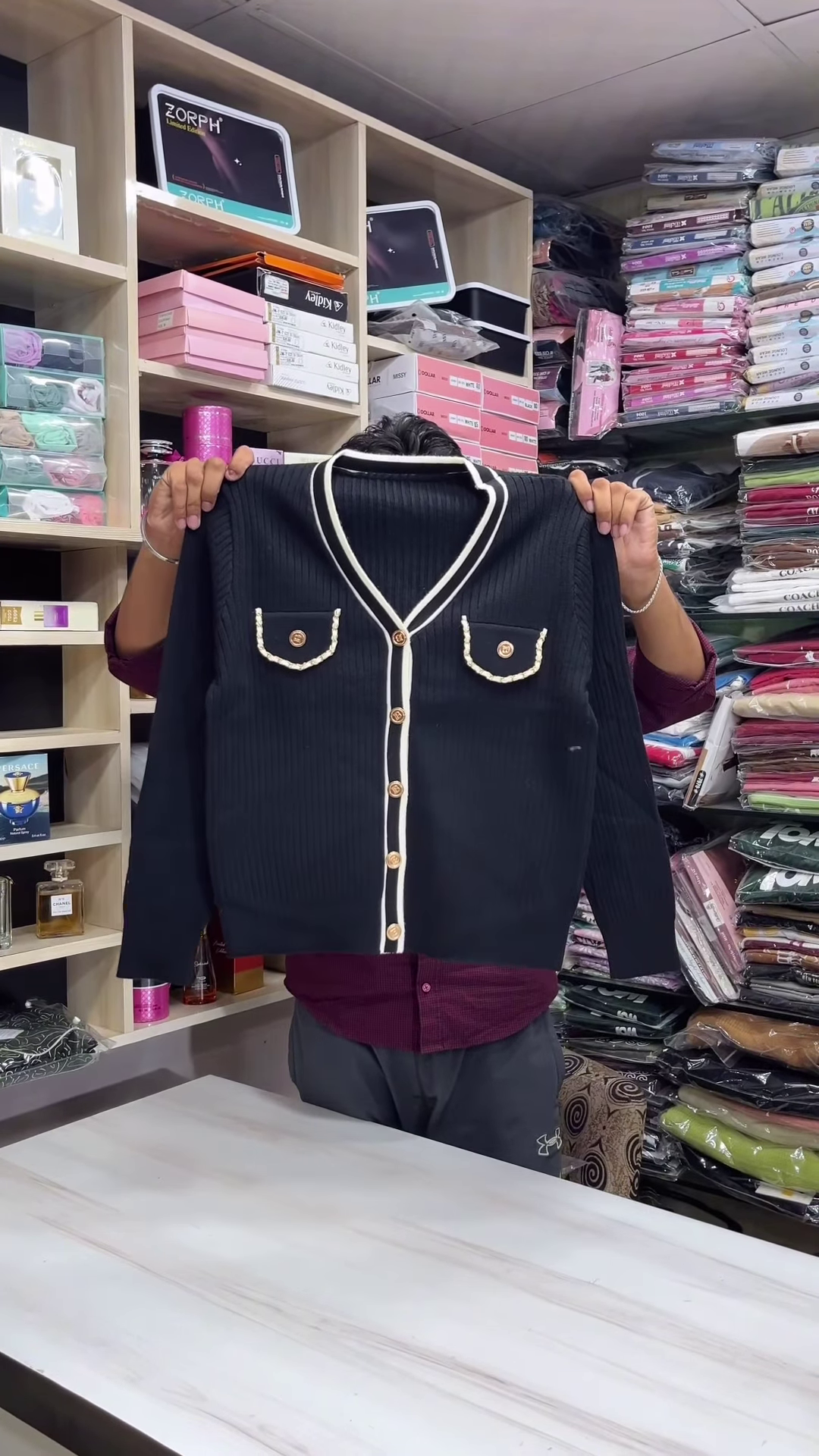 Classic Luxe Knit Cardigan – Elegant Button-Down Sweater with Gold Detail 🤍✨