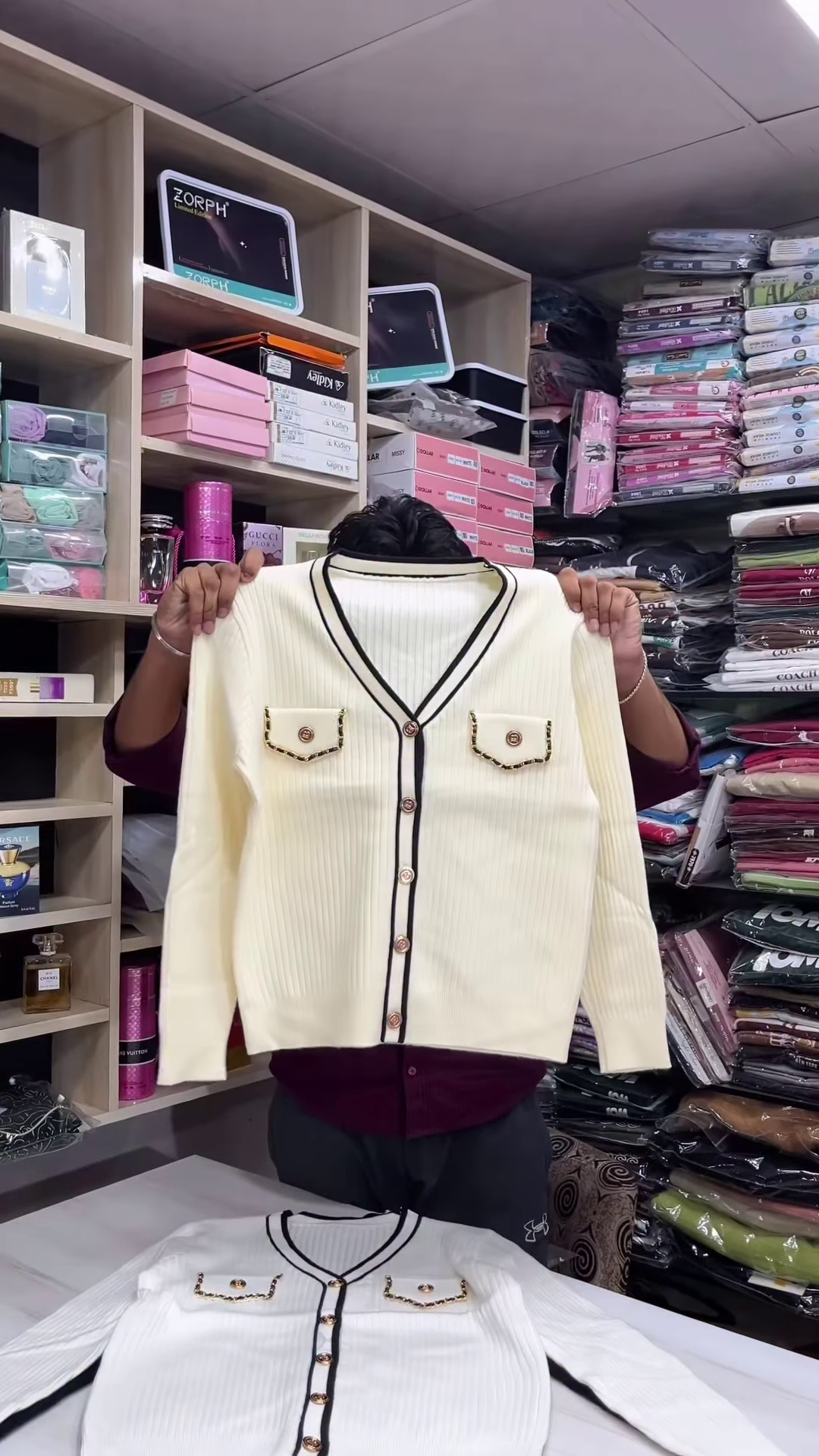 Classic Luxe Knit Cardigan – Elegant Button-Down Sweater with Gold Detail 🤍✨