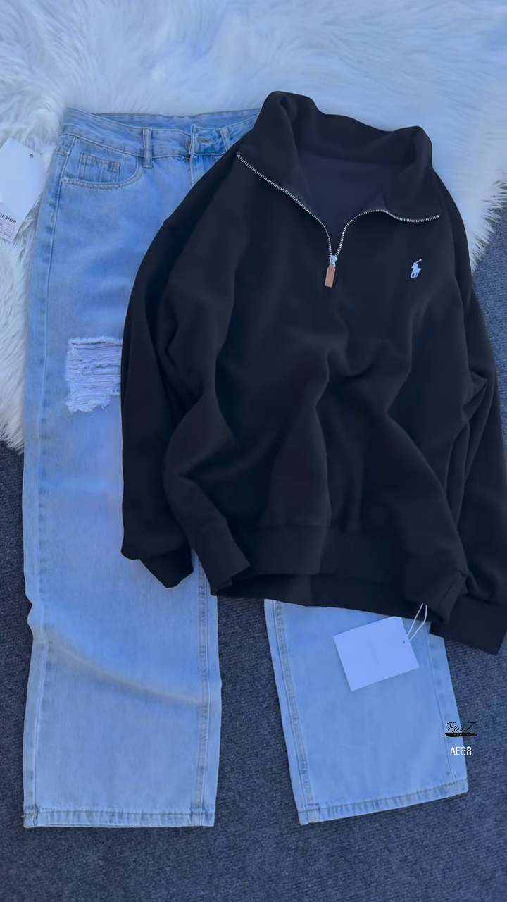 Half-Zip Cozy Sweatshirt – Minimal Street Style Essential 🖤👖