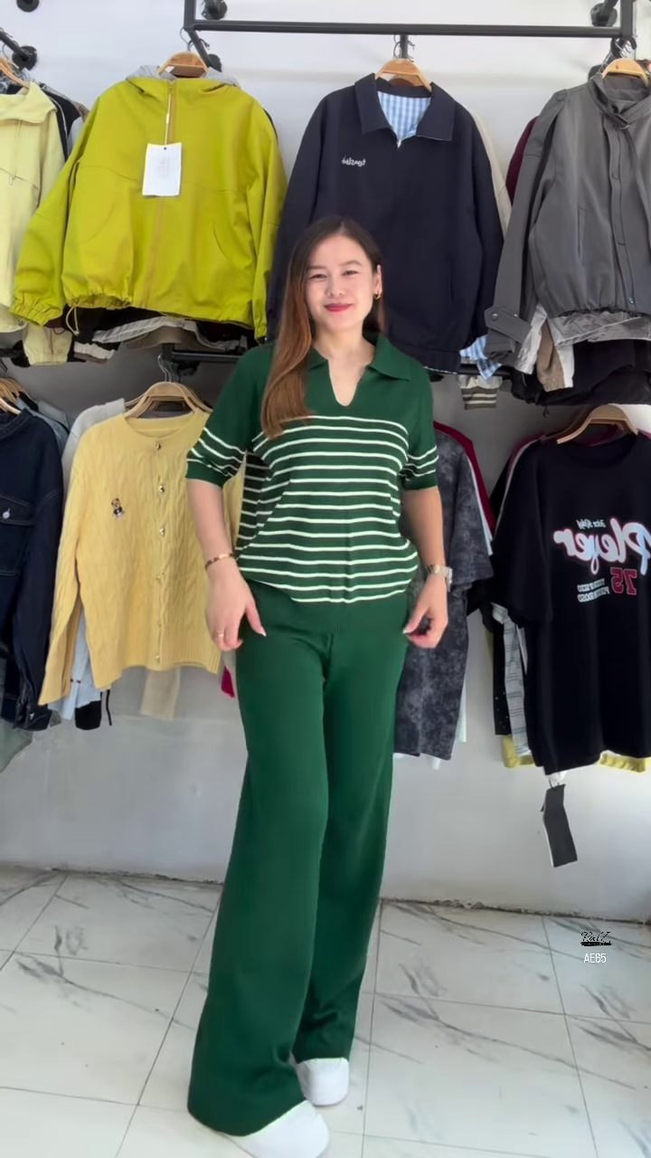 Elegant Striped Polo Co-Ord Set – Timeless Comfort with Chic Minimal Style 🤍🖤