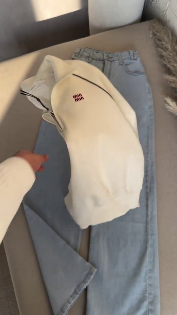 🤍 Urban Luxe Casual Co-Ord Set ✨ | Zip-Up Sweatshirt & Classic Denim Combo | XXS–XXL