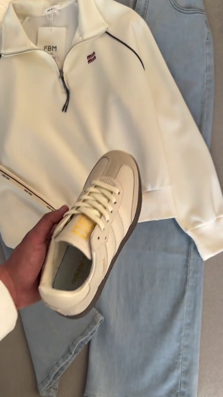 🤍 Urban Luxe Casual Co-Ord Set ✨ | Zip-Up Sweatshirt & Classic Denim Combo | XXS–XXL