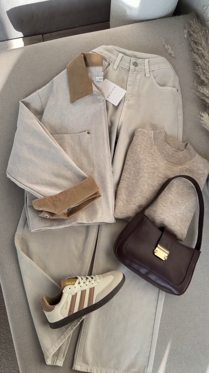 🤎 Mocha Minimalist Layered Co-Ord Set ✨ | Contrast Collar Jacket, Knit Top & Classic Trousers | XXS–XXL