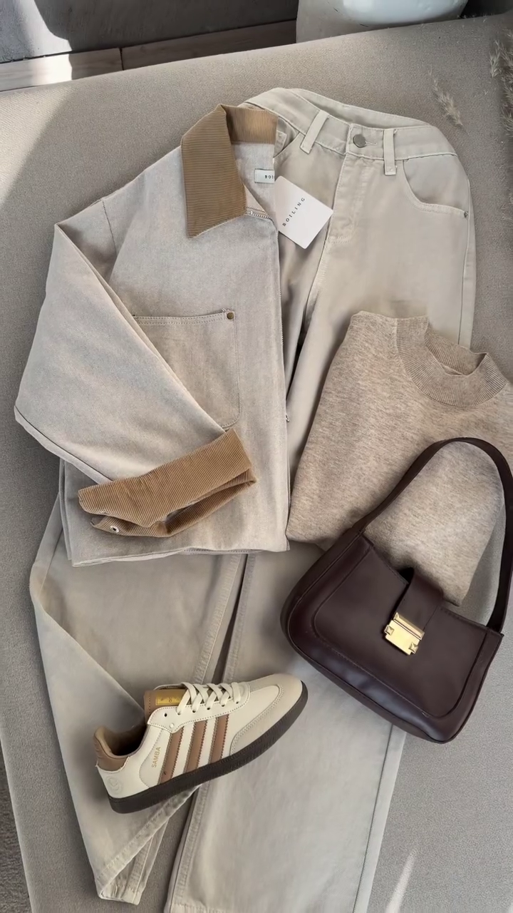 🤎 Mocha Minimalist Layered Co-Ord Set ✨ | Contrast Collar Jacket, Knit Top & Classic Trousers | XXS–XXL