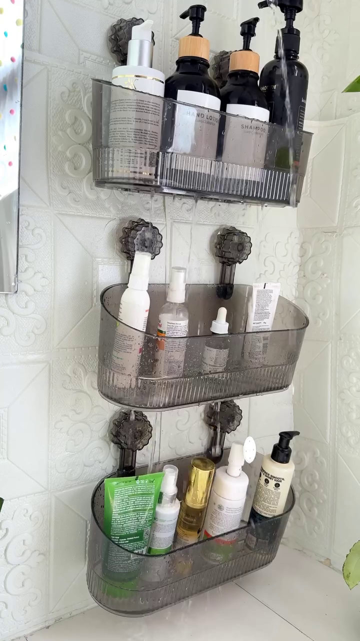 🛁✨ AquaStack 3-Tier Wall Mounted Bathroom Organizer – Sleek, Strong & Space-Saving 💧🖤