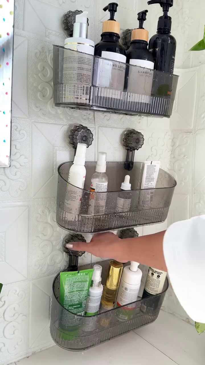 🛁✨ AquaStack 3-Tier Wall Mounted Bathroom Organizer – Sleek, Strong & Space-Saving 💧🖤