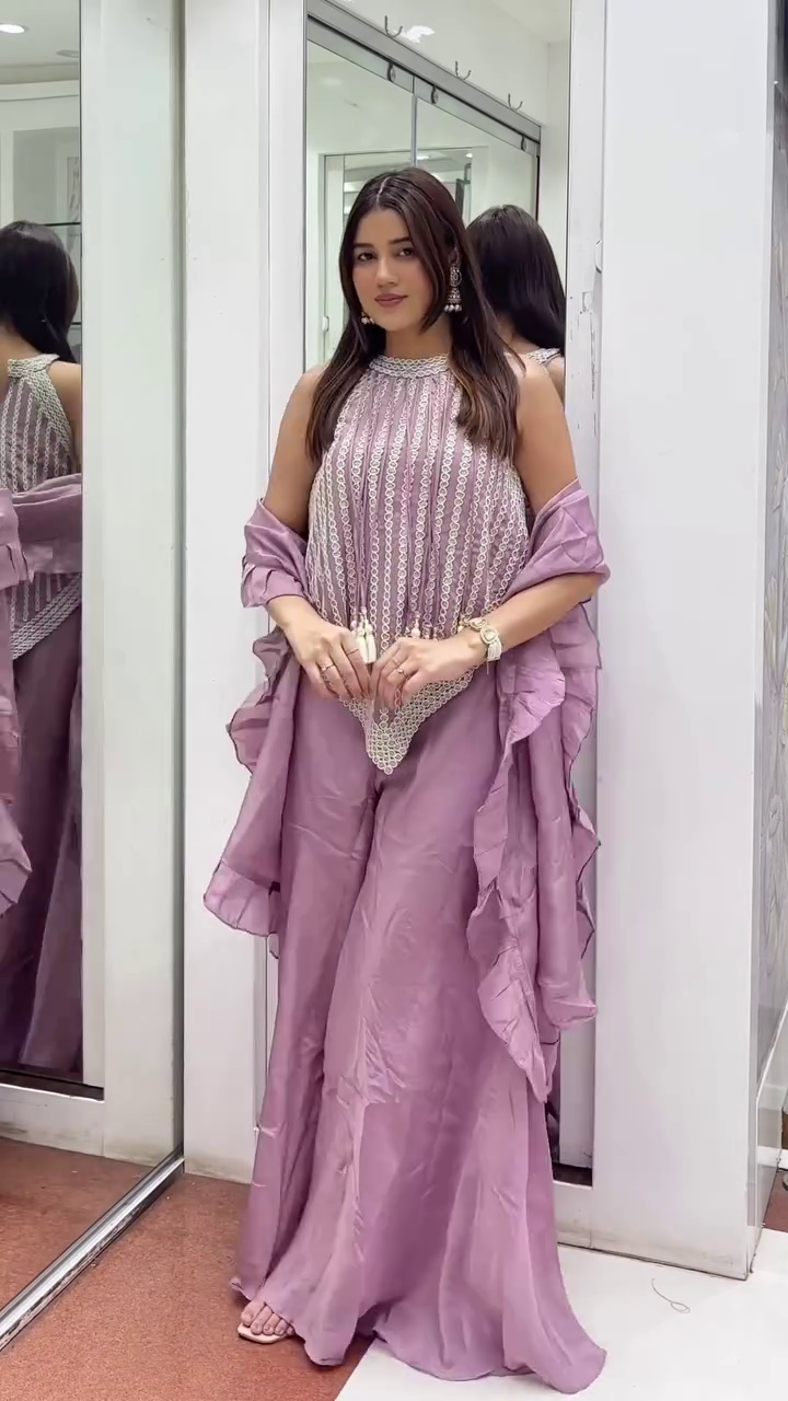 🌸 Blush Royale Embroidered Palazzo Set – Grace in Every Step 🌸