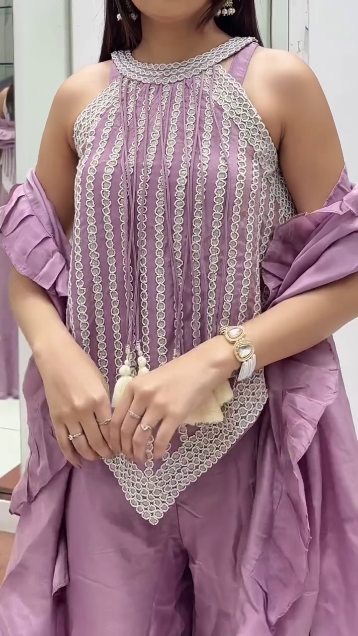 🌸 Blush Royale Embroidered Palazzo Set – Grace in Every Step 🌸