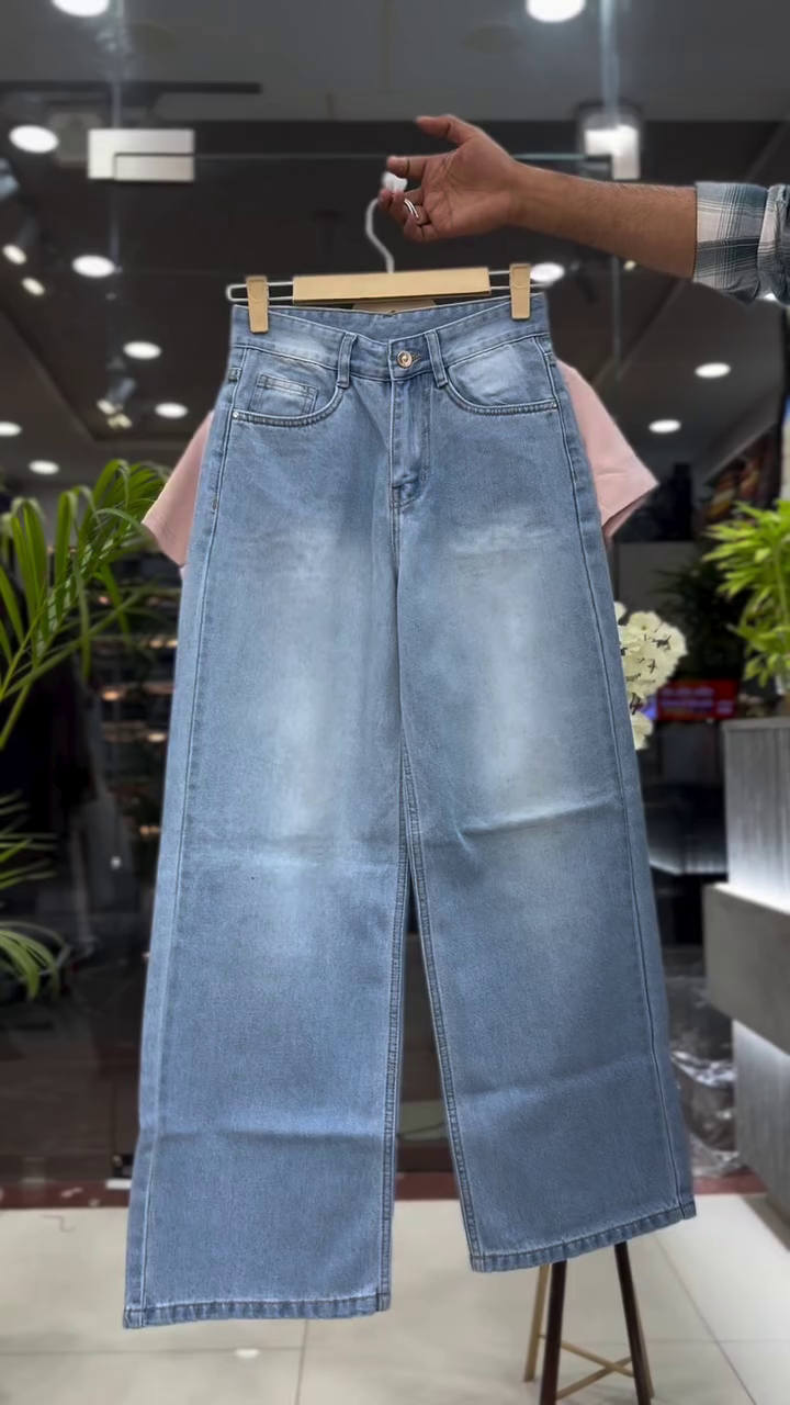 🖤 Midnight Chic Zip-Up Crop Top & Denim Wide-Leg Co-Ord Set 💙