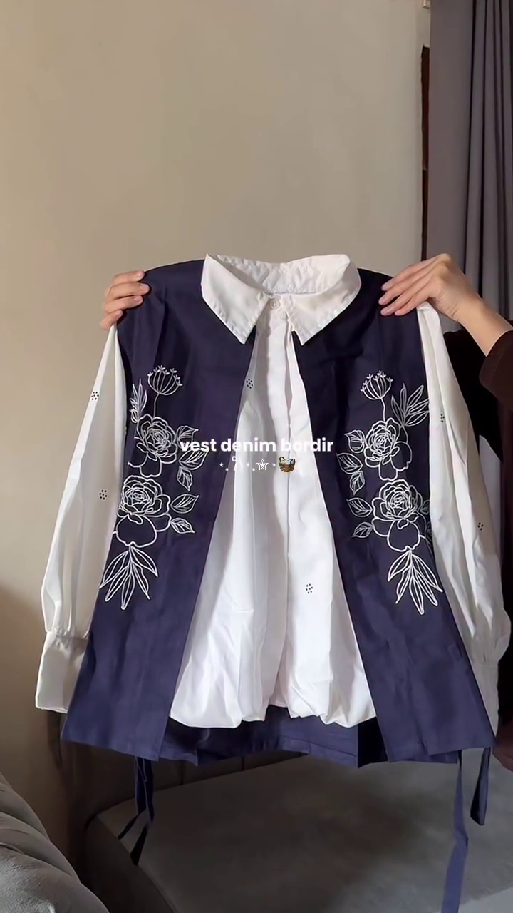 🌸 Denim Bloom Embroidered Vest Set | Layered Chic Statement Outfit | XXS–XXL ✨