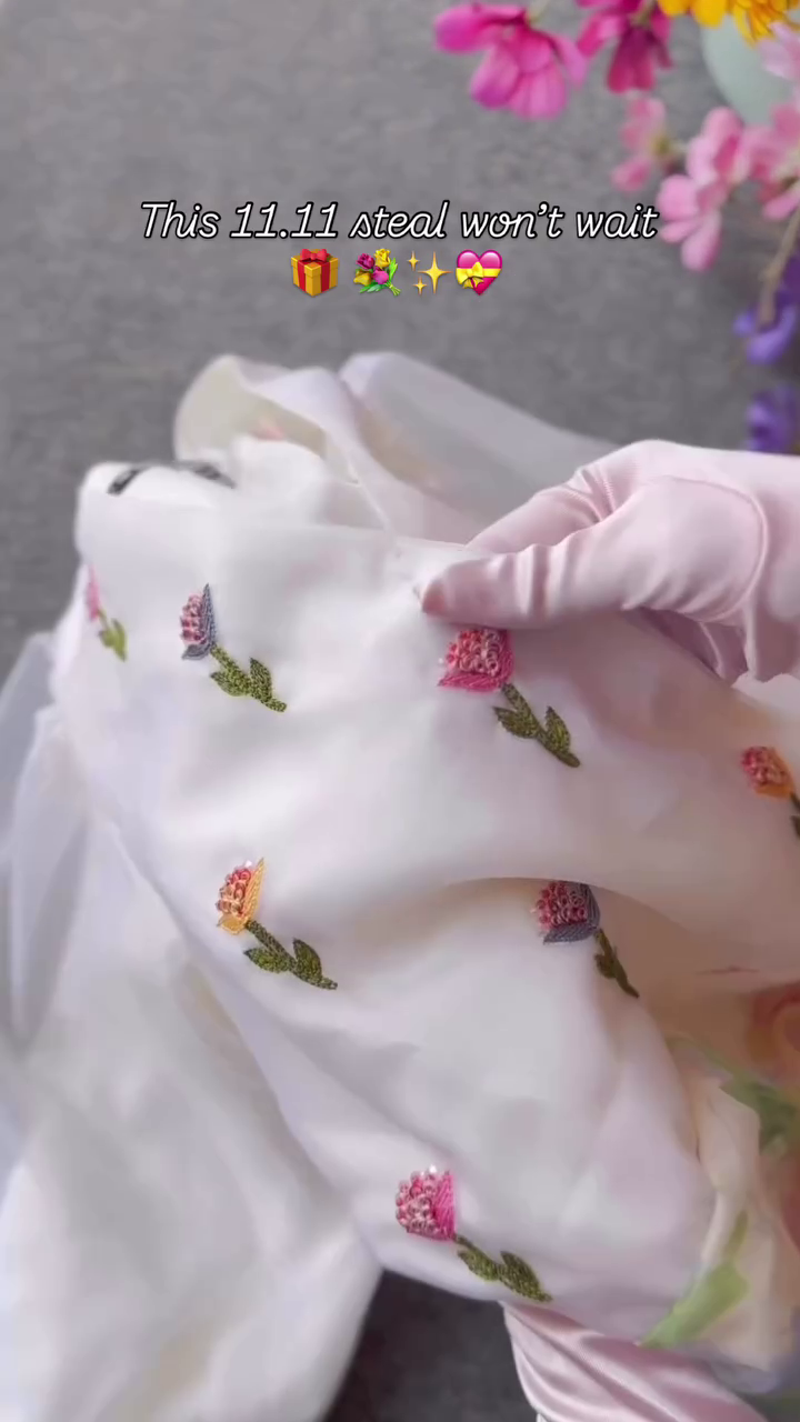 🌸 Blush Garden Embroidered Soft Cotton Top | XXS–XXL ✨