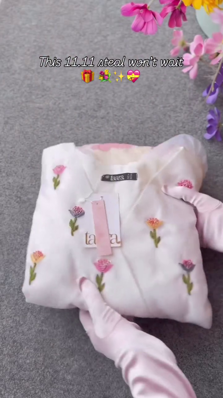 🌸 Blush Garden Embroidered Soft Cotton Top | XXS–XXL ✨