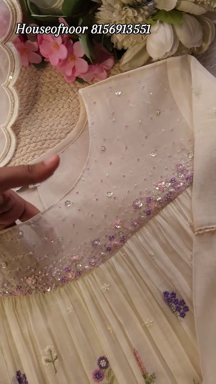 🌸 Ivory Blossom Embroidered Festive Dress | XXS–XXL ✨