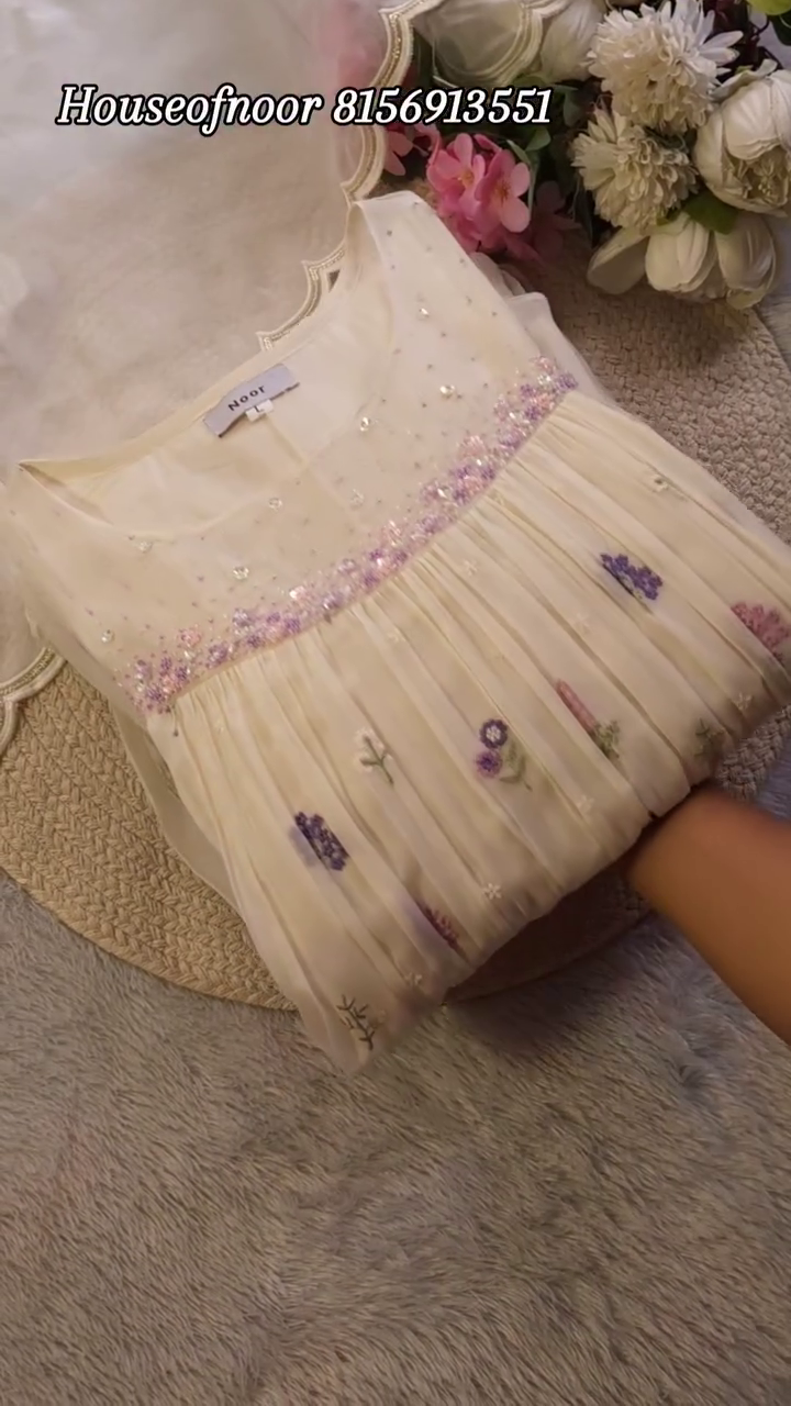 🌸 Ivory Blossom Embroidered Festive Dress | XXS–XXL ✨