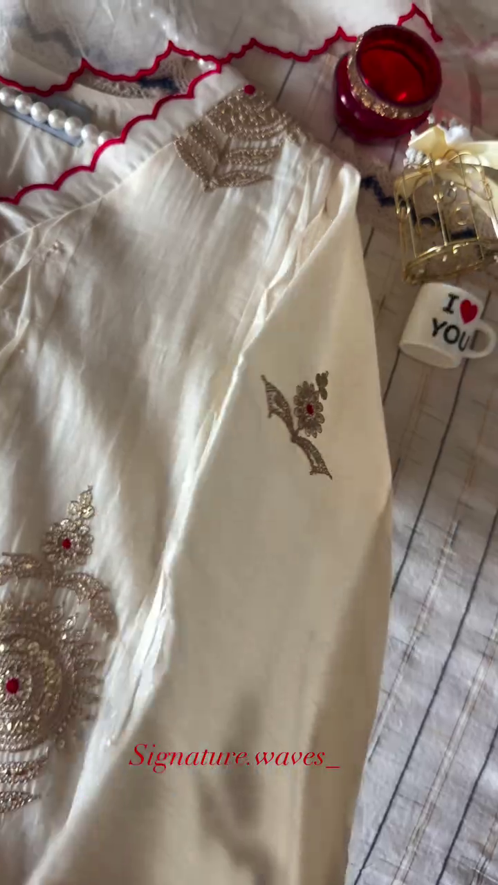 ✨ Royal Ivory Scallop Embellished Festive Kurta Set ❤️👑 | XXS–XXL