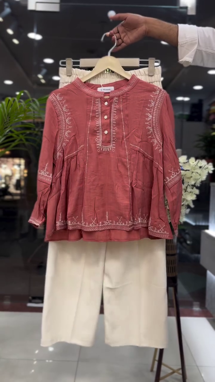 💖 Rani Pink Embroidered Peplum Kurti Set | XXS–XXL ✨