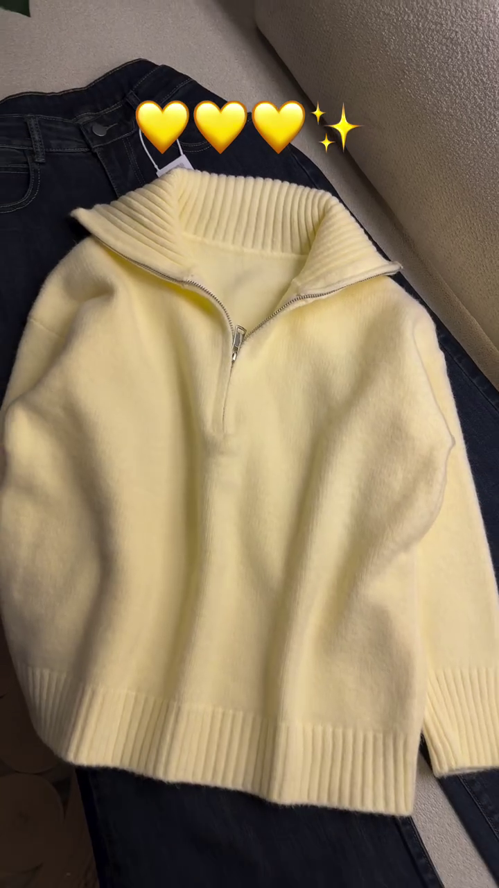 💛 Sunshine Half-Zip Knit Sweater | Cozy Chic Winter Essential | XXS–XXL ✨