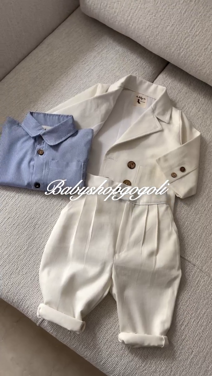 🤍 Little Gentleman Classic Suspender Style Set – Elegant Kids Formal Outfit