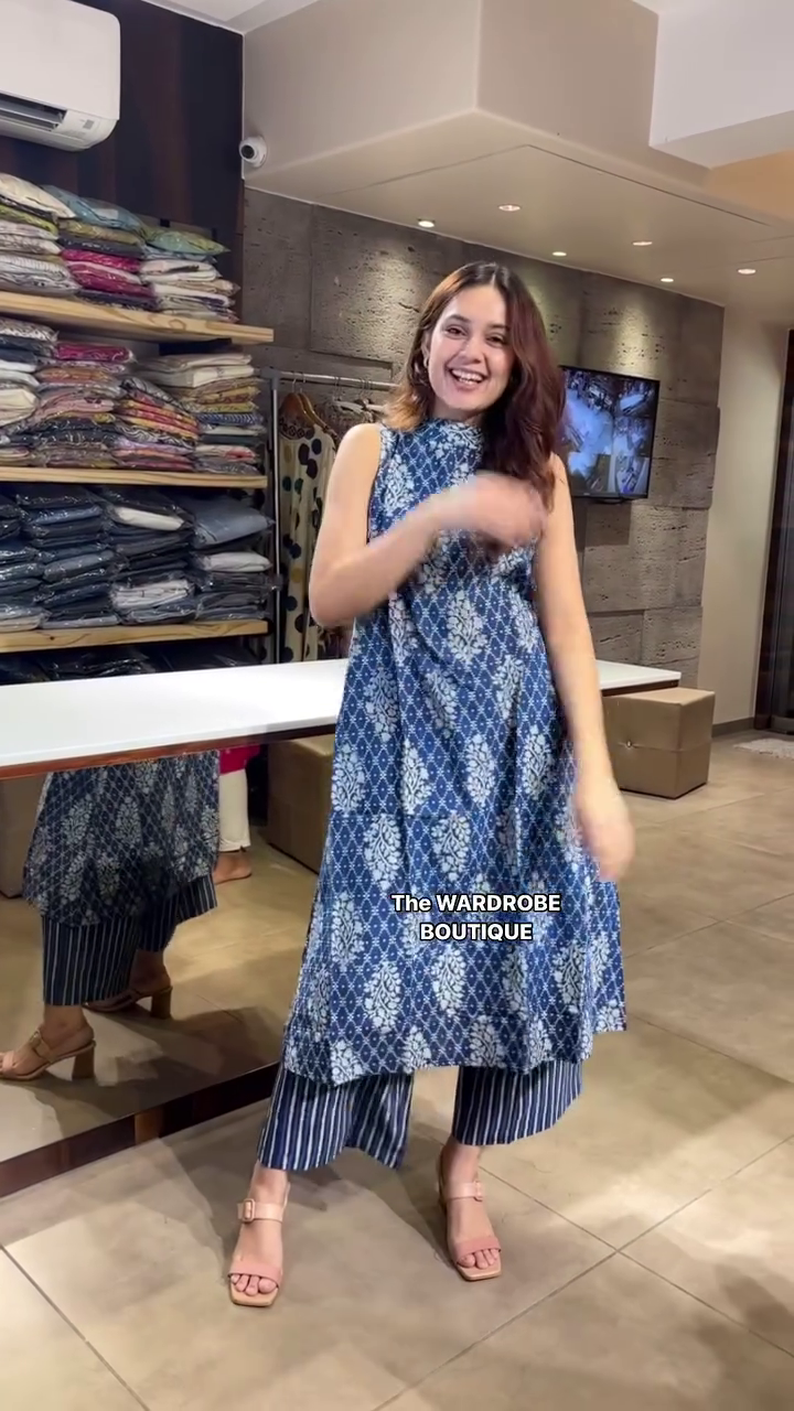 🖤 Midnight Printed Sleeveless Kurta Set – Effortless Everyday Chic 🖤