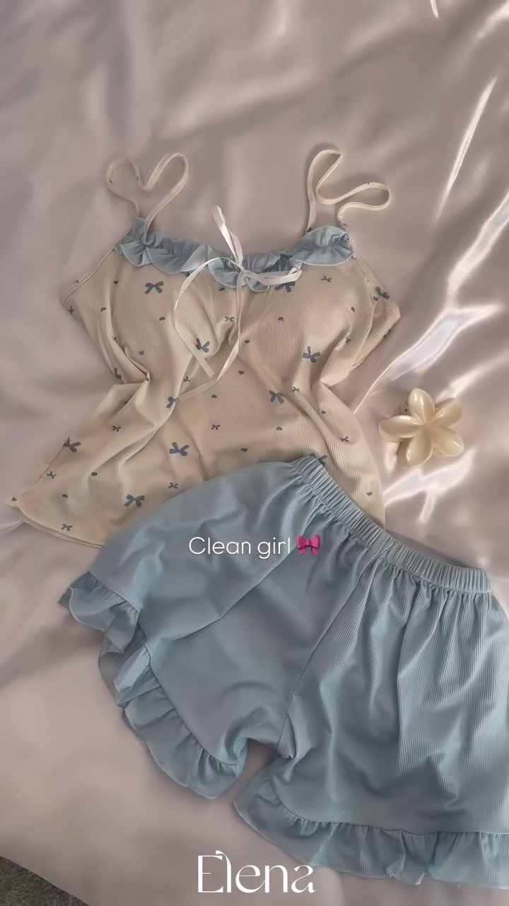 🦋 Soft Sky Lounge Co-ord Set – Cute Clean Girl Aesthetic 🦋