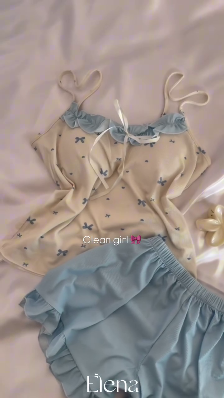 🦋 Soft Sky Lounge Co-ord Set – Cute Clean Girl Aesthetic 🦋