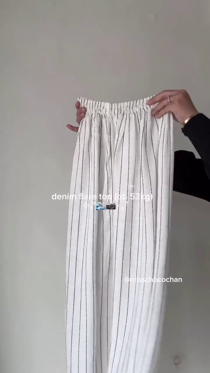 🌙 Midnight Elegance Peplum Top & Stripe Pants Set – Chic Modest Co-ord 🌙