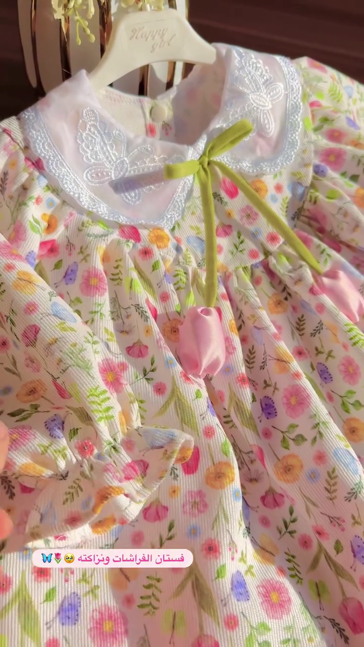 🌷 Garden Bloom Floral Dress – Butterfly Collar Cutie 🌷
