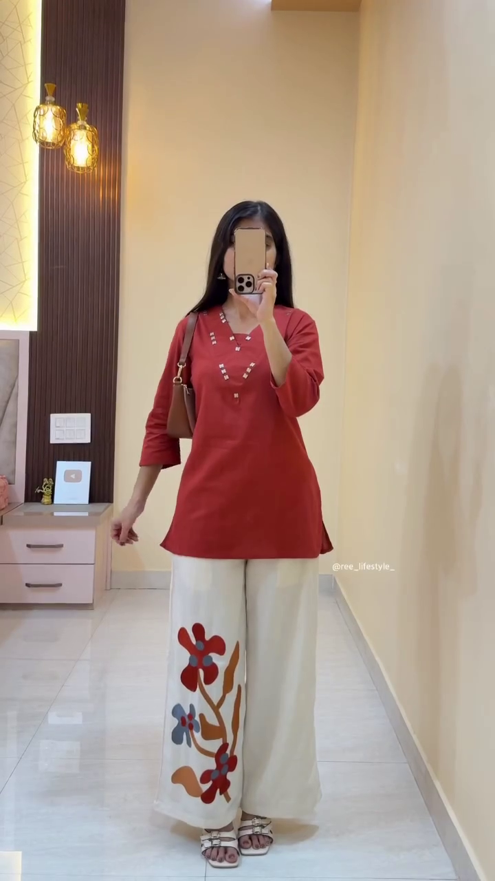 🌺 Scarlet Bloom Kurta & Statement Palazzo Set – Effortless Ethnic Chic 🌺