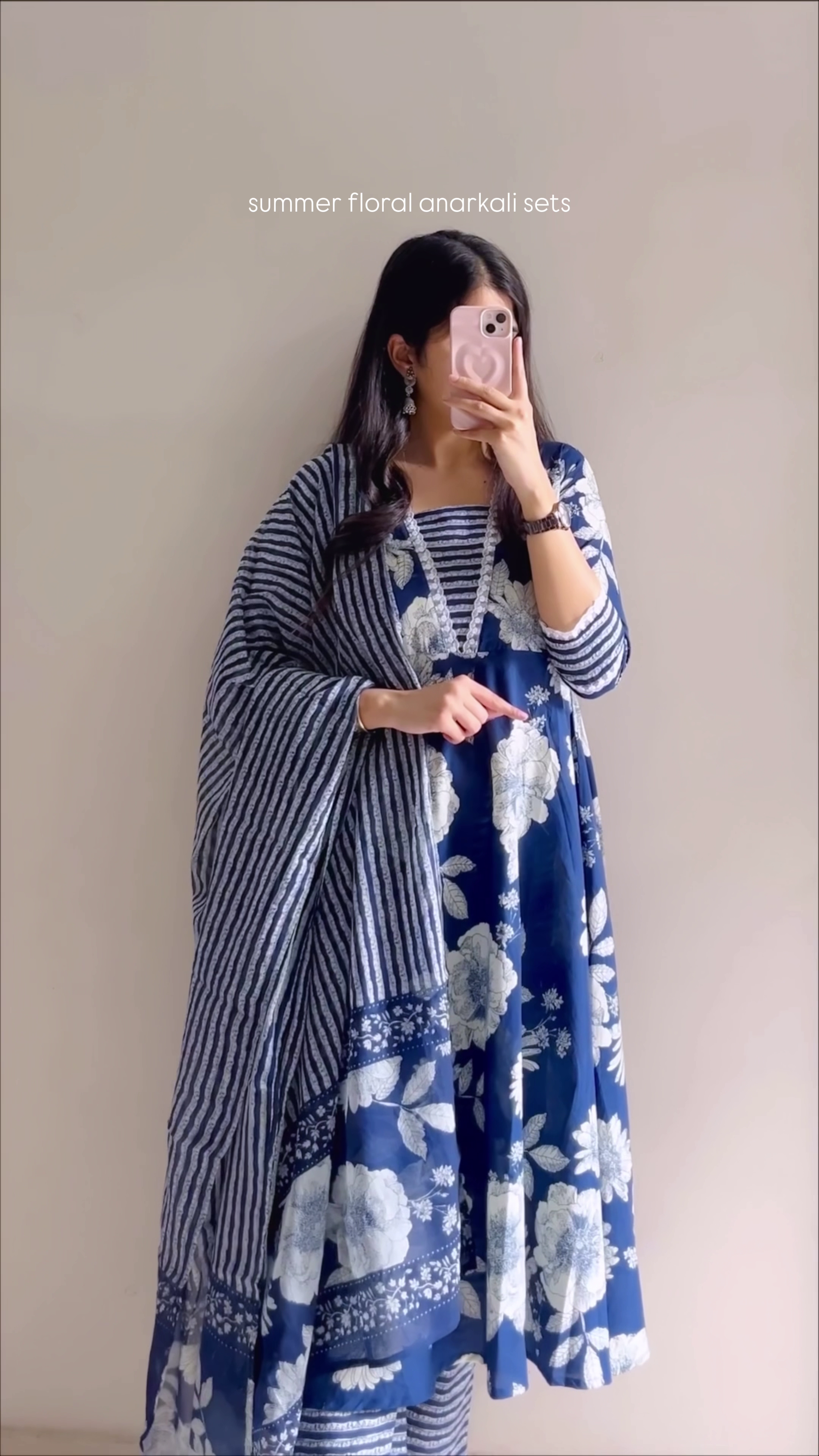 💙 Royal Indigo Floral Anarkali Set with Dupatta – Timeless Summer Elegance 💙