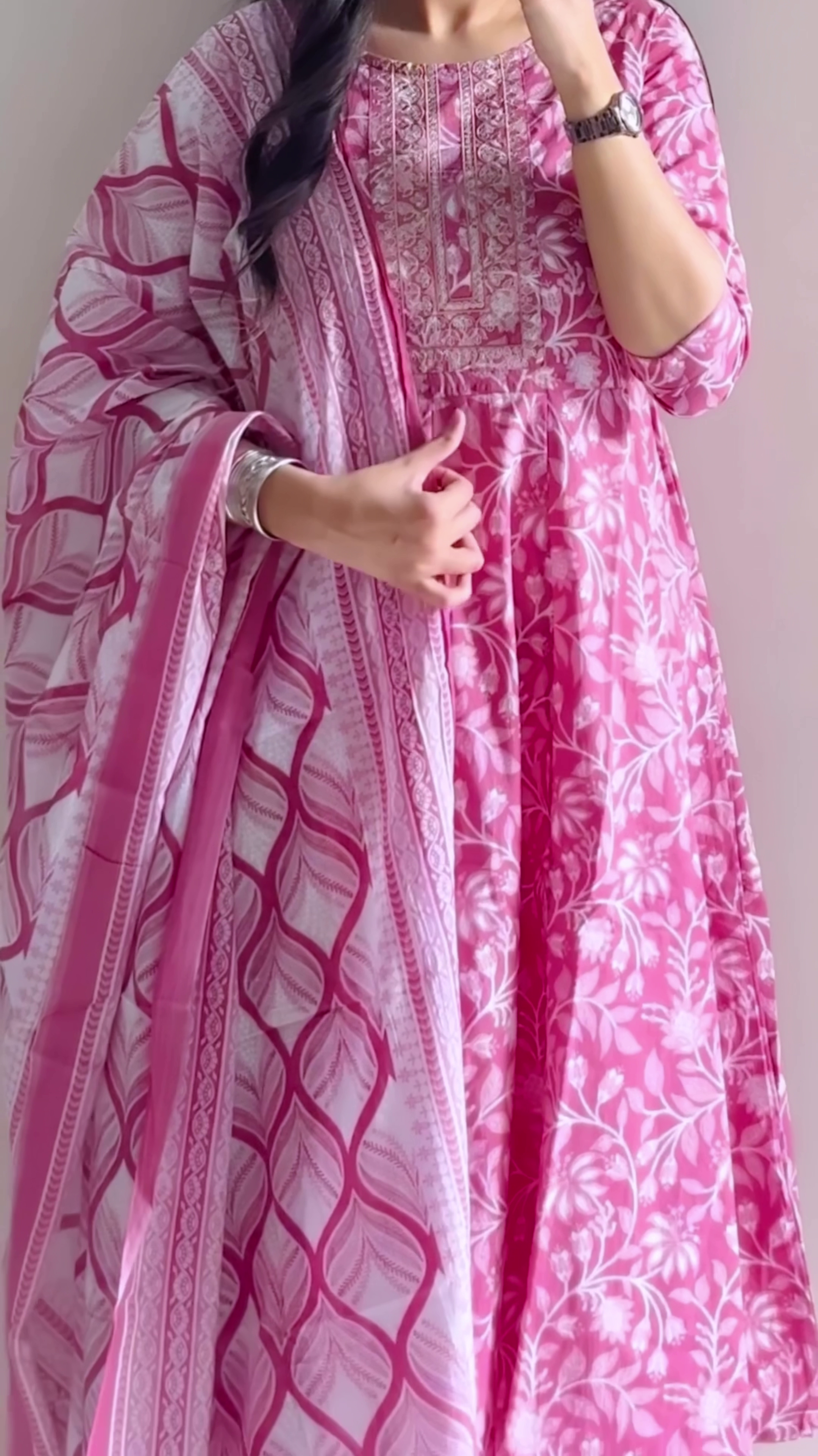 💙 Royal Indigo Floral Anarkali Set with Dupatta – Timeless Summer Elegance 💙