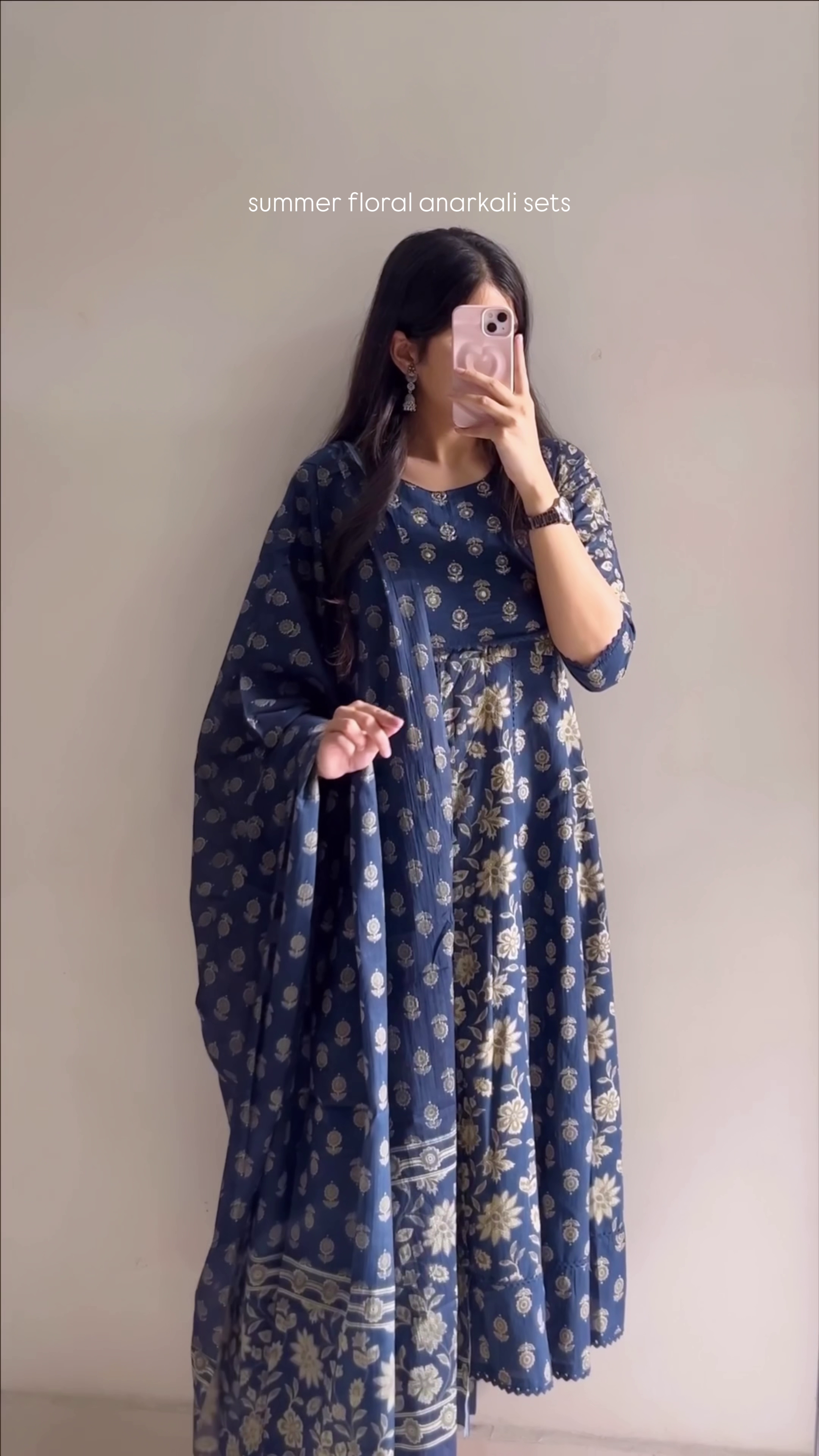 💙 Royal Indigo Floral Anarkali Set with Dupatta – Timeless Summer Elegance 💙