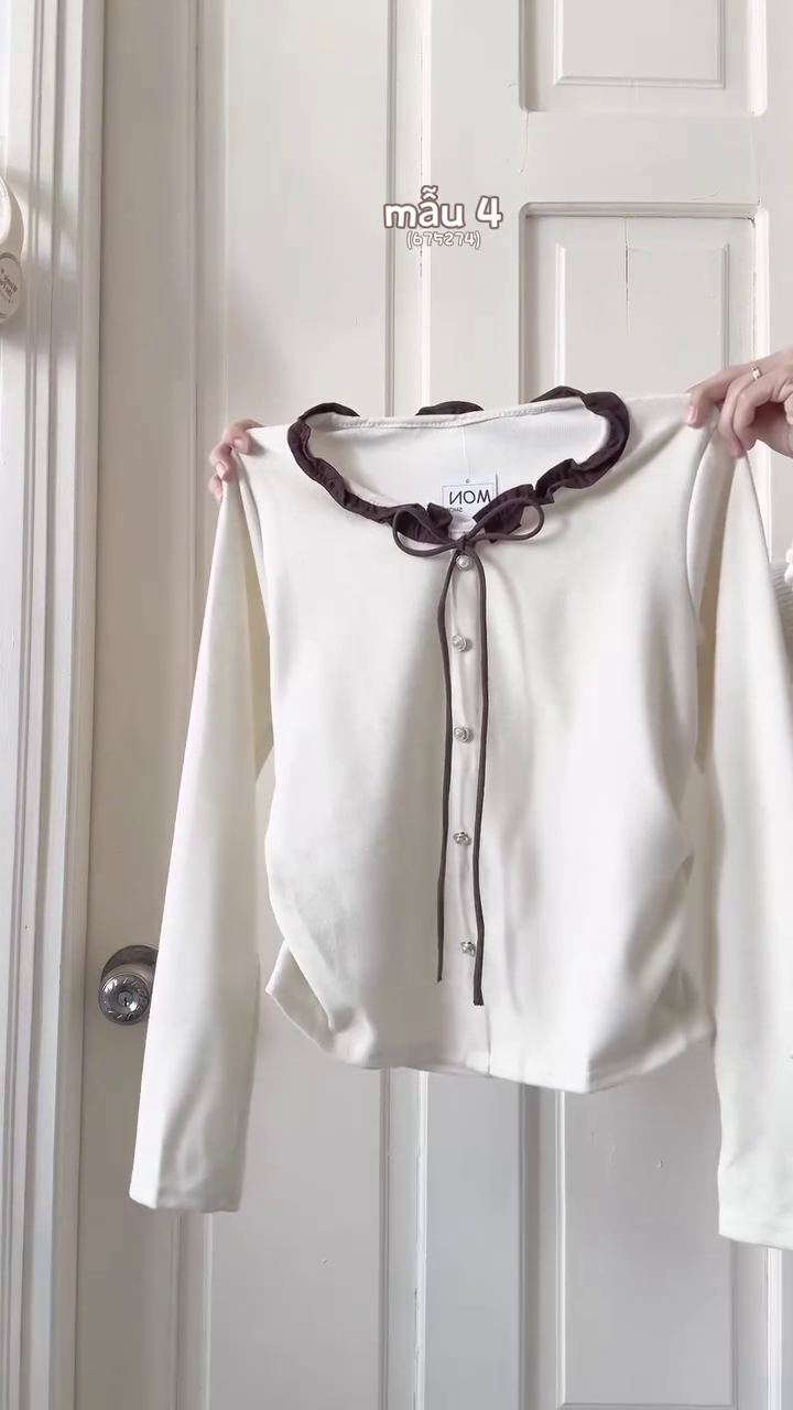 🤍 Ivory Charm Tie-Up Top – Minimal Chic with Gingham Detail 🤍