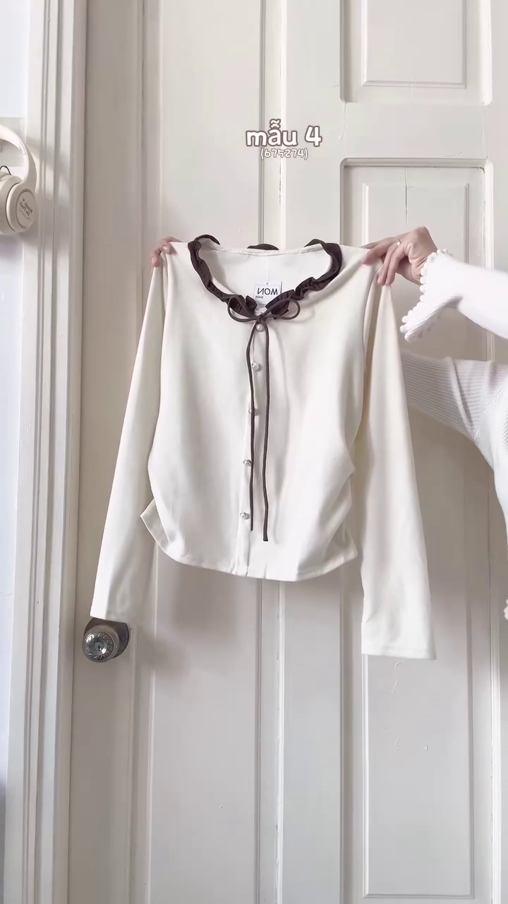 🤍 Ivory Charm Tie-Up Top – Minimal Chic with Gingham Detail 🤍