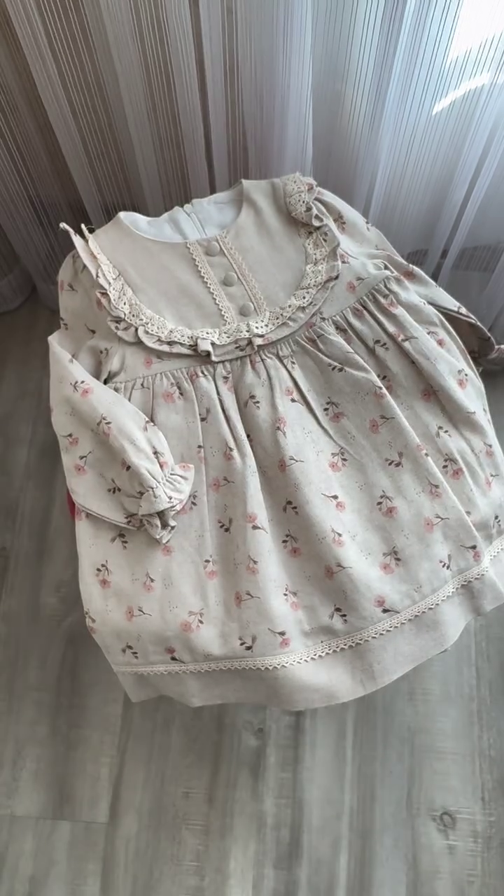 🌸 Vintage Blossom Lace Collar Dress – Timeless Princess Elegance 🌸🤍