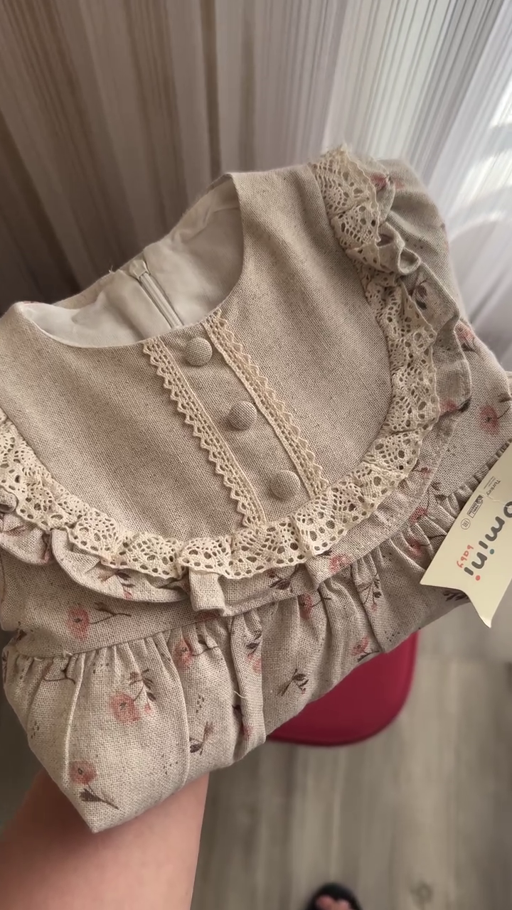 🌸 Vintage Blossom Lace Collar Dress – Timeless Princess Elegance 🌸🤍