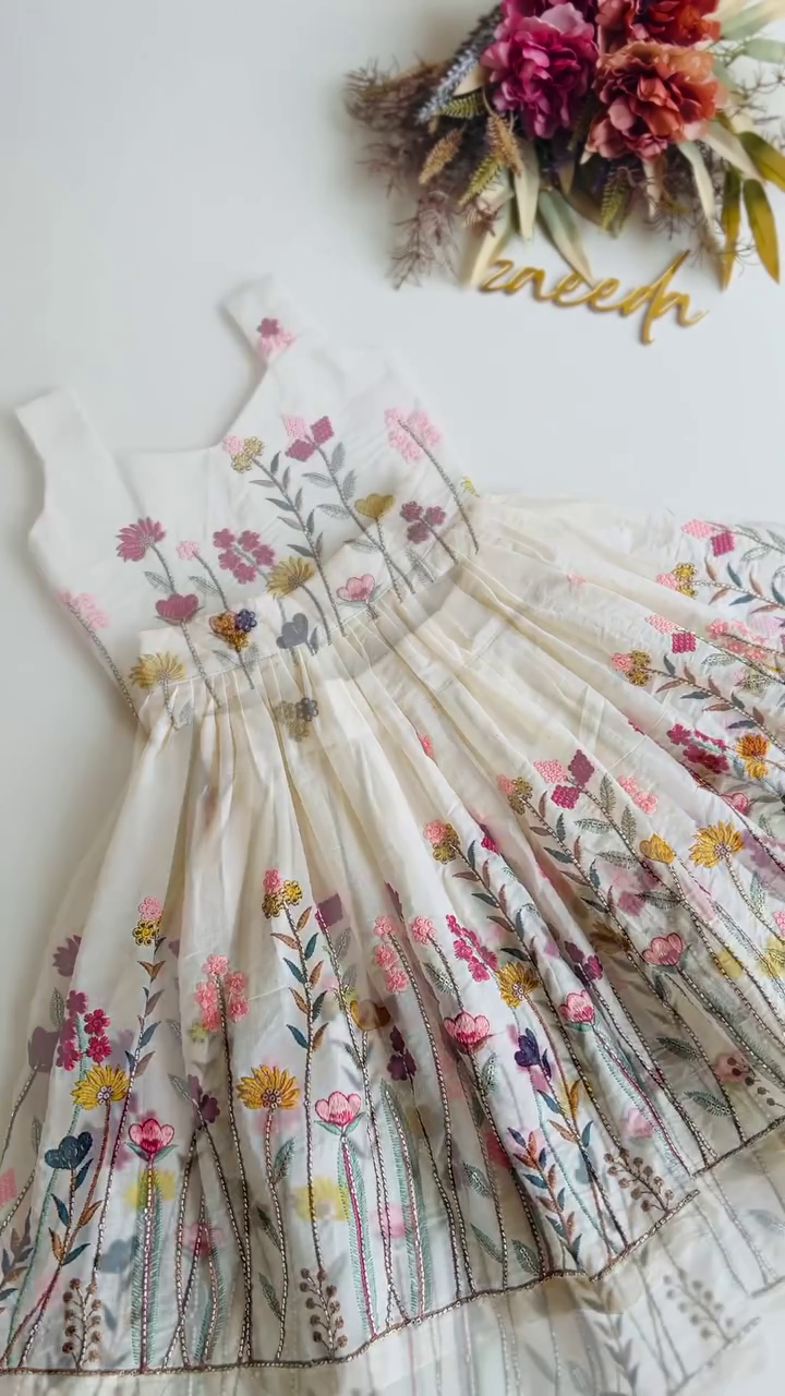 🌼 Enchanted Garden Embroidered Dress – Whimsical Floral Elegance for Little Fashionistas 🌸✨